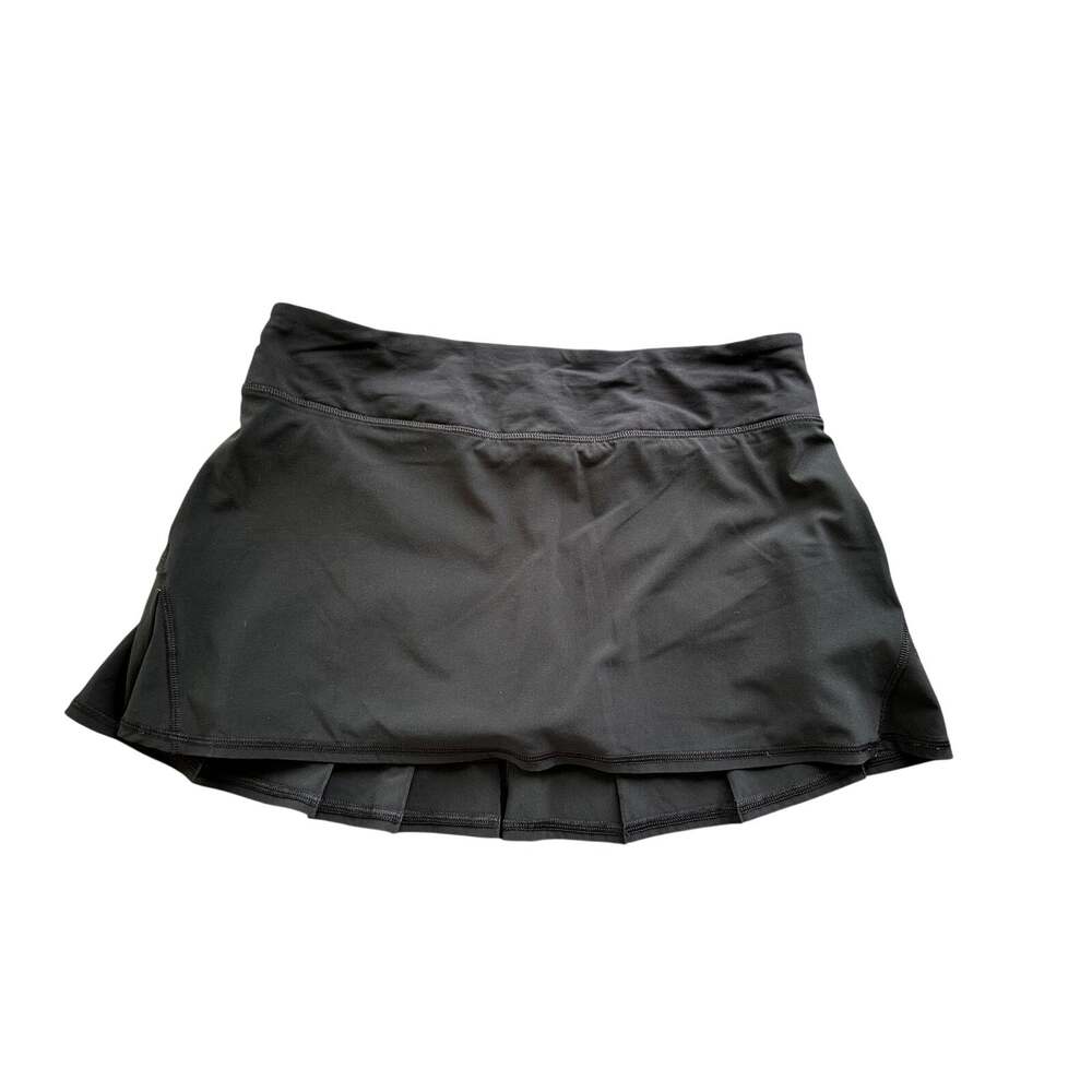 Lululemon Pace Setter Tennis Skirt Skort Black 8 Reg Pleated Ruffle Running 8